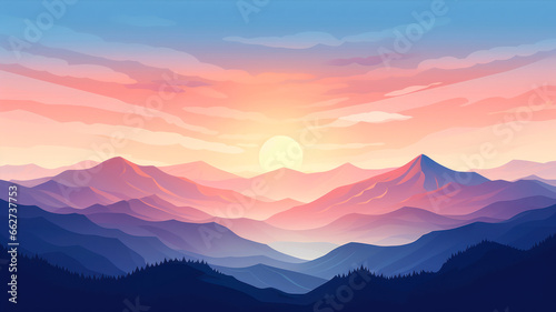 Beautiful sunset in the mountains.