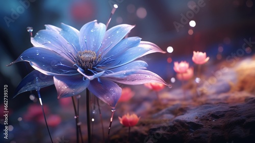 Beautiful magic flower on water waterlily wallpaper image Ai generated art