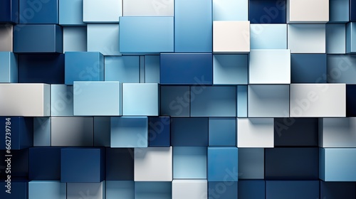 blue and silver 3D Cubes Geometry Backdrop - background design illustration with geometric shapes representing innovative technology design - geometric blocks in perspective - generative ai