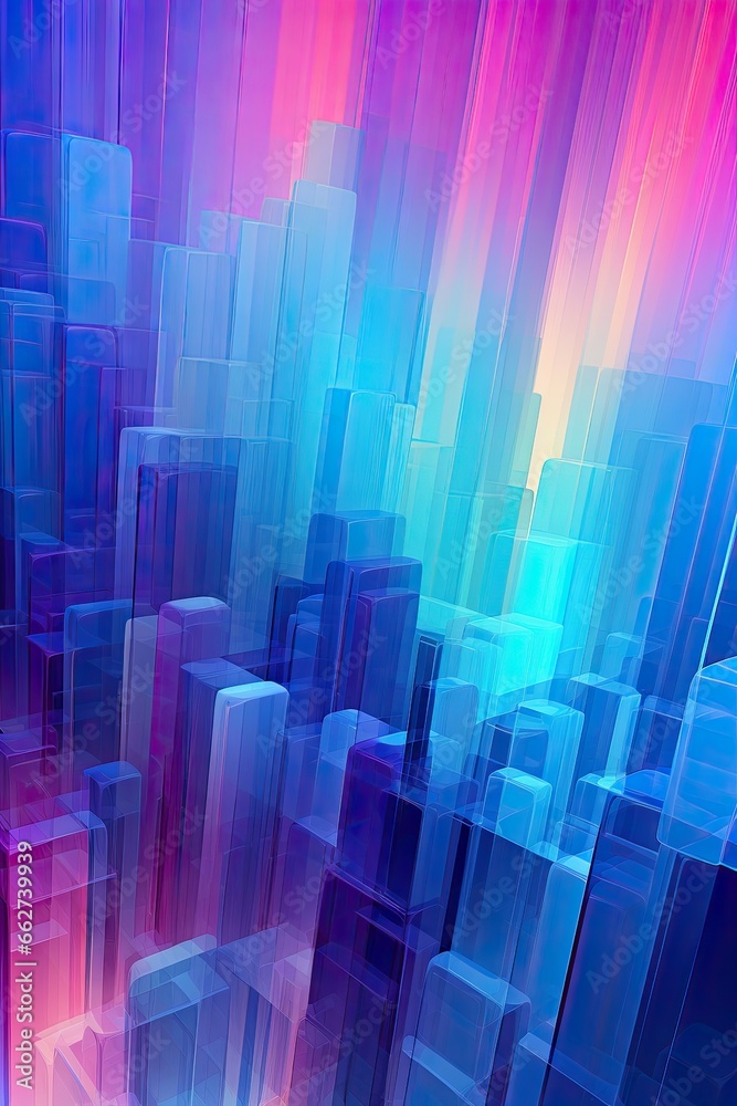 Purple and light Blue Glitch Art Backdrop vertical Portrait - Background with streight lines, sharp edges and blocks - digital technology illustration element - generative ai Purple and light Blue Glitch Art Backdrop vertical Portrait - Background with streight lines, sharp edges and blocks - digital technology illustration element - generative ai