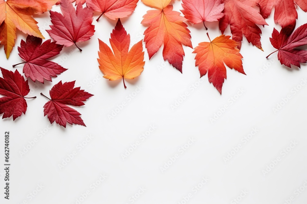 Autumn leaves of yellow, red colors isolated on a white background. Natural fallen autumn tree leaves