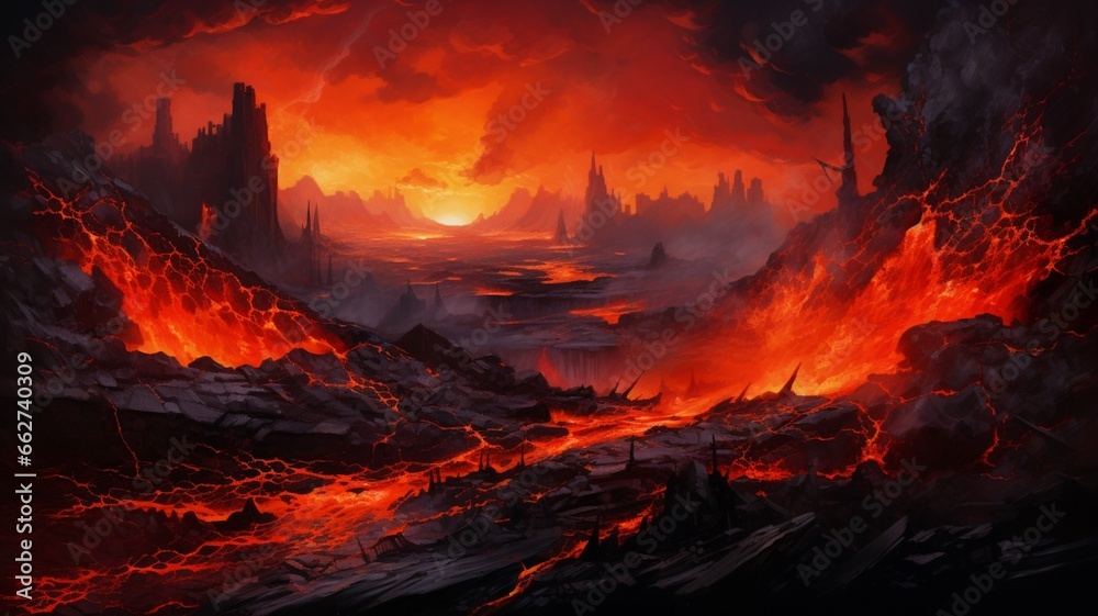 Beautiful rectangle color volcano lava sunset pain picture Ai generated art Beautiful rectangle color volcano lava sunset pain picture Ai generated art