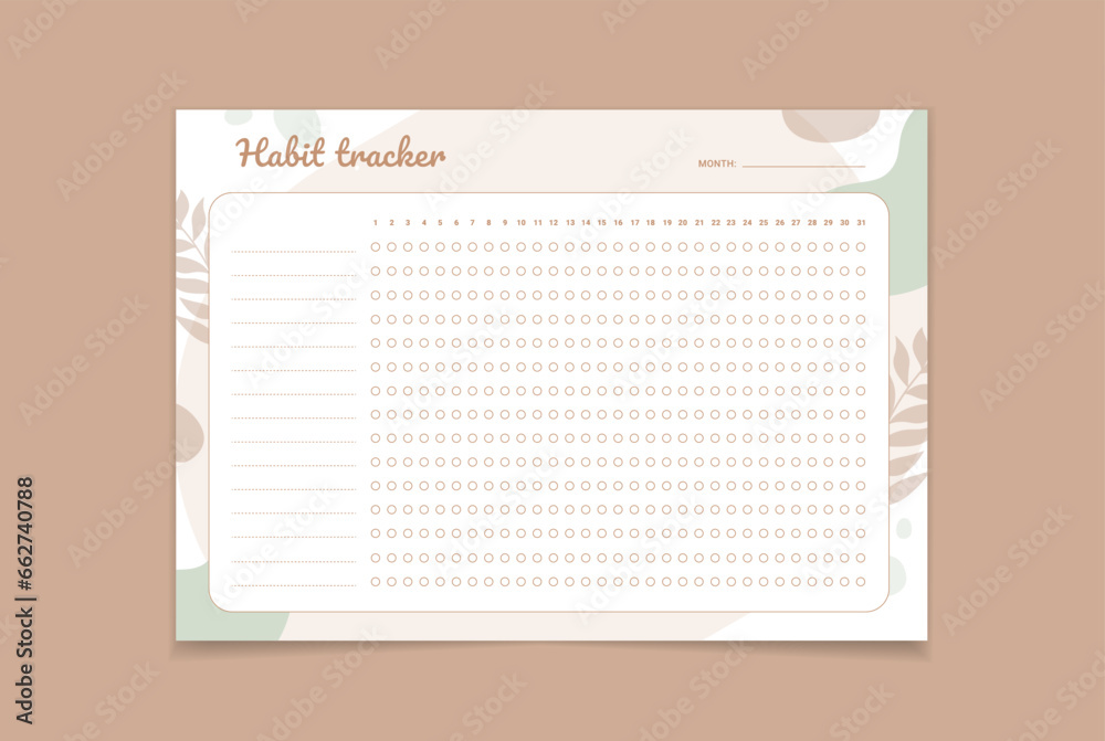 Habit Tracker. Monthly planner habit tracker blank template. Monthly planer - obrazy, fototapety, plakaty 