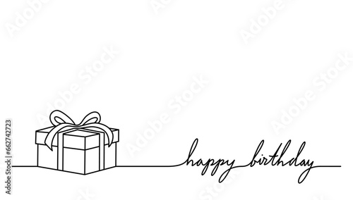 present gift box with happy birth day letter text phrase for invitation card