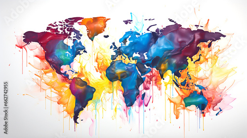 Watercolor colored World map