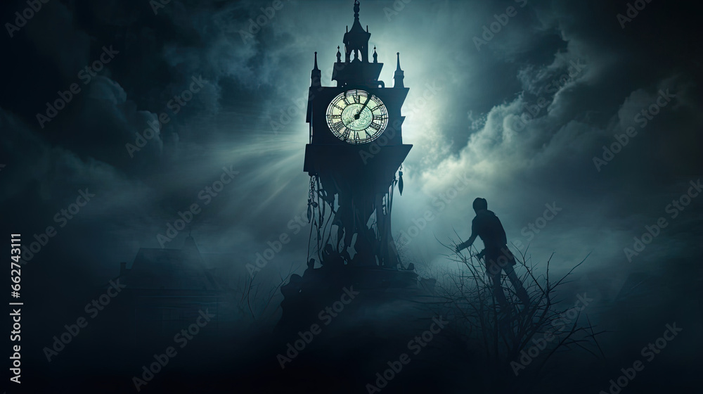 Haunted Clock Tower - obrazy, fototapety, plakaty 