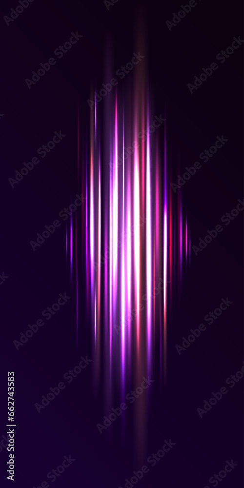 Colorful light trails with motion effect. Neon color glowing lines background, high-speed light trails effect.