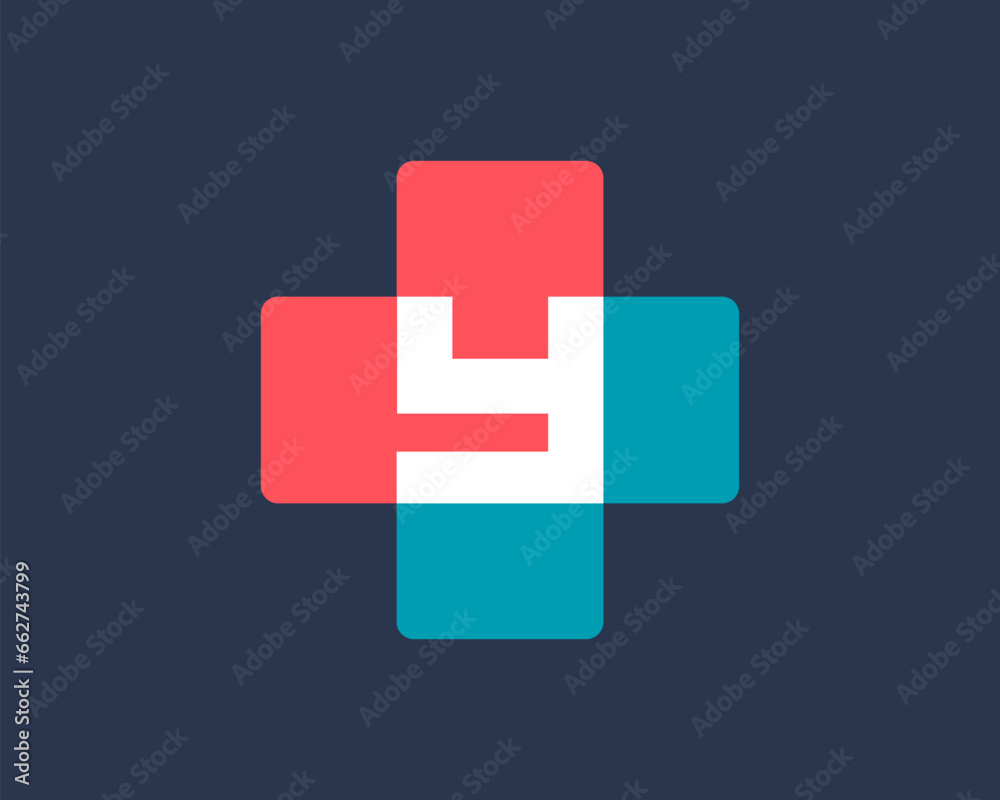 Obraz premium Letter Y cross plus medical logo icon design template elements