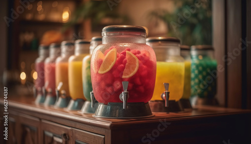 A refreshing cocktail collection of organic fruit in a glass generated by AI
