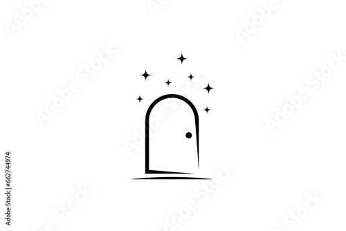 abstract door design logo decorated with stars