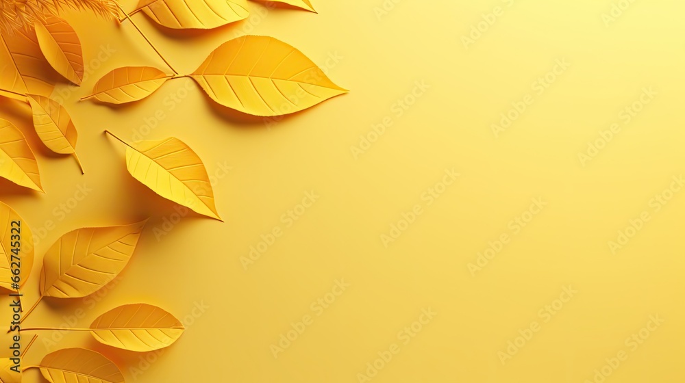 Fototapeta premium Beautiful autumn leaves. foliage on yellow background