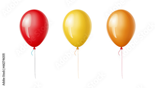 red blue orange balloons isolated on transparent background cutout