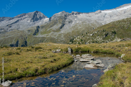View of a little stream in the Zillertal alps in South Tyrol  Italy