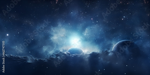 Nebula  beautiful science fiction wallpaper with endless deep space. elements of this image with blue night view background Ai Generative 