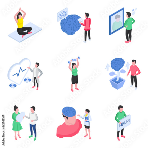 Set of Mental Disorders Flat Illustrations

