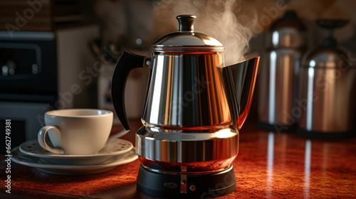 Coffee percolator pot hot cup photo