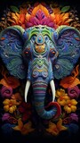 Intricate detailed colorful elephant psytrance picture Ai generated art
