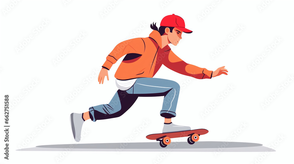 A man skateboarding down a street illustration