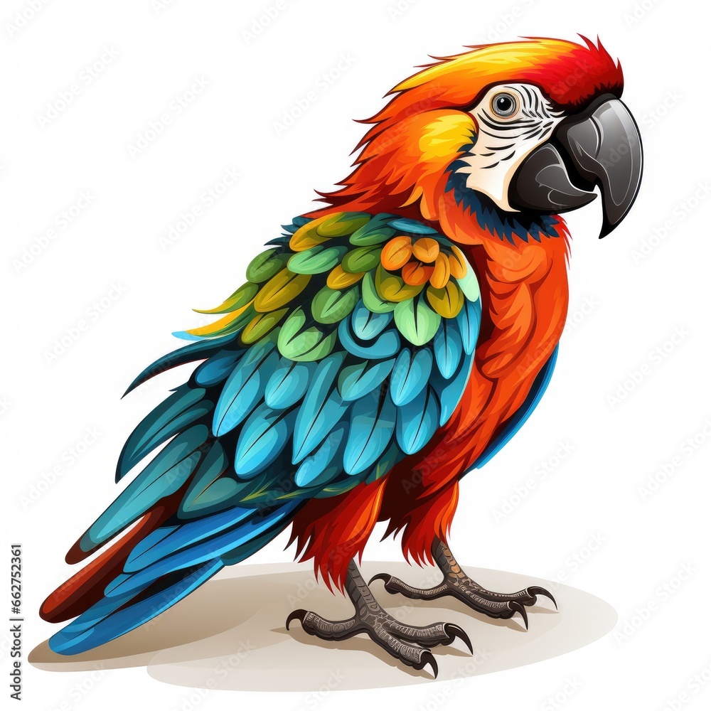 Obraz premium Colorful parrot preens its feathers