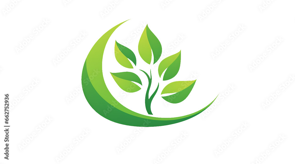 Green leaf logo on a white background transparent background