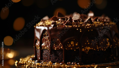 A decadent chocolate cake slice, perfect for any celebration generated by AI © Jeronimo Ramos