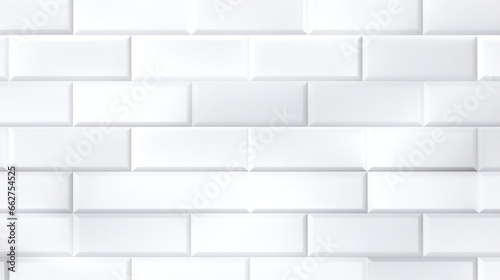 Close-Up of White Brick Ceramic Tile Wall Background