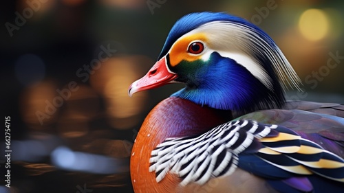 Extreme close up breathtaking mandarin duck image Ai generated art