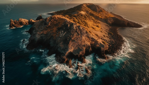 Aerial view captures stunning beauty of Big Sur coastline at dusk generated by AI photo