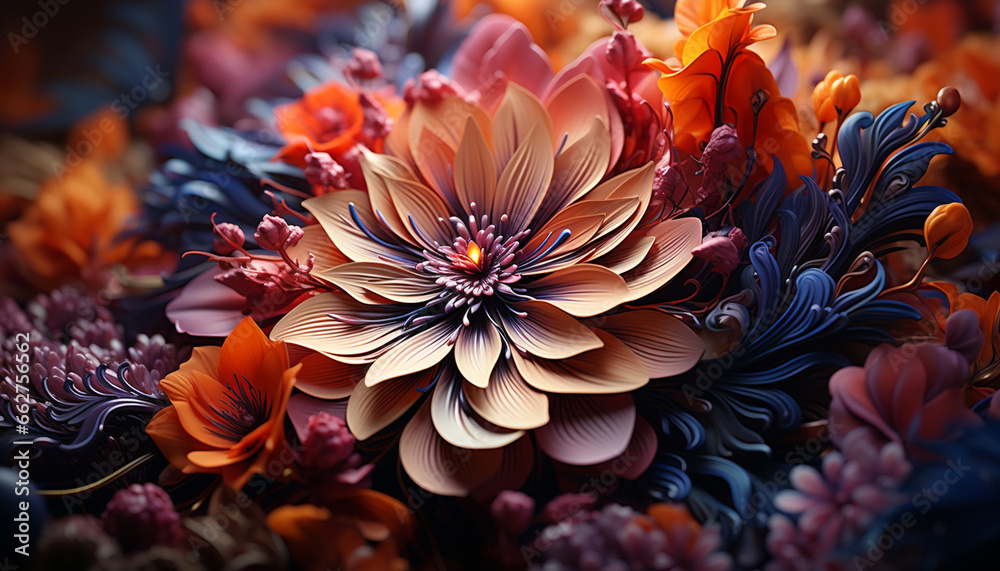 Nature beauty in a single flower, vibrant colors, elegant gift generated by AI Nature beauty in a single flower, vibrant colors, elegant gift generated by AI