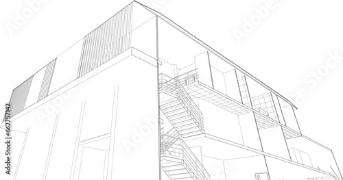 3D illustration of building project