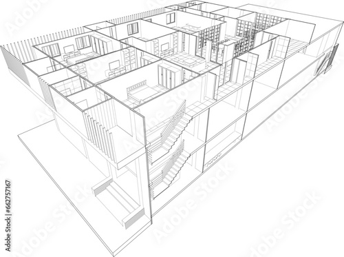 3D illustration of building project