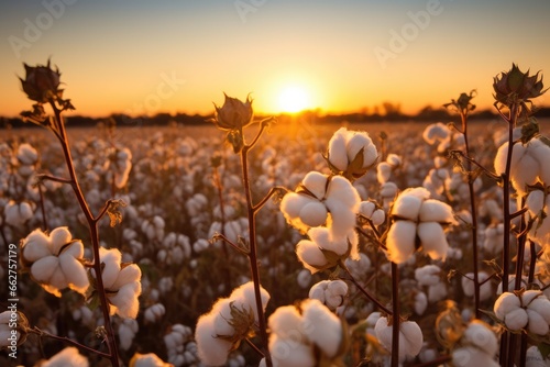 sunset over the cotton field photo