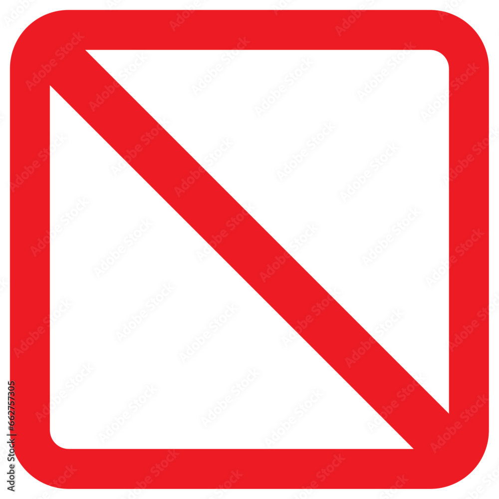 Access denied, prohibition, forbidden, stop or no sign vector icon. Red color, square shape empty flat sign for mobile concept, web design, video usage. Glyph icon, symbol, clip art. Access denied, prohibition, forbidden, stop or no sign vector icon. Red color, square shape empty flat sign for mobile concept, web design, video usage. Glyph icon, symbol, clip art.