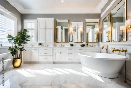 bathroom interior with tub and mirror © Aiman