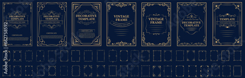 Ornamental label frames. decorative vintage frame and retro badge