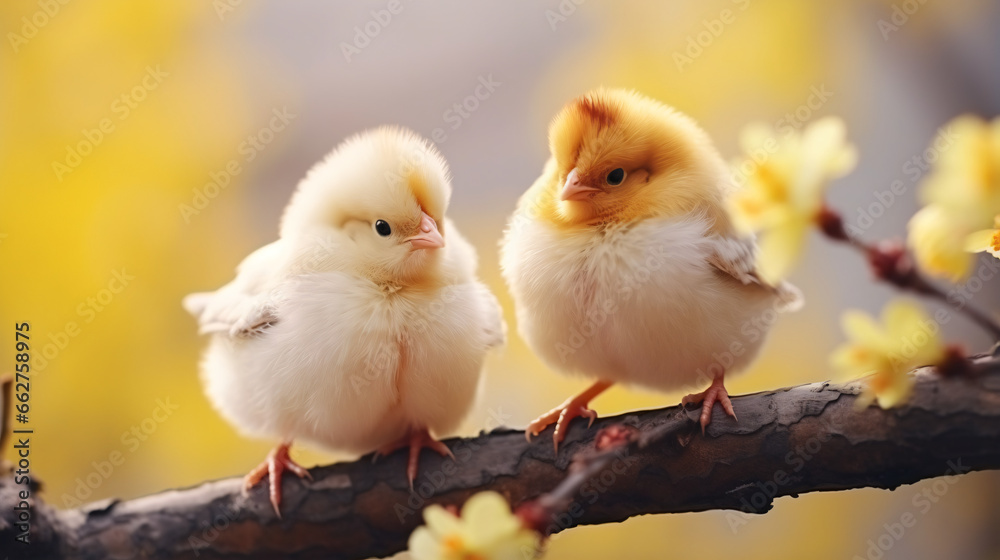 Cute two small chicken