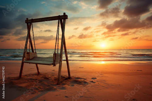view of a swing on the beach