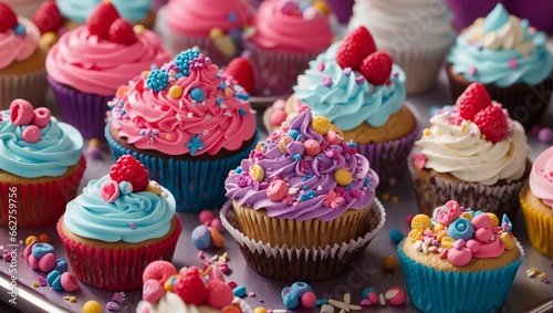 photos of cupcakes with various beautiful and delicious colors made by AI generative