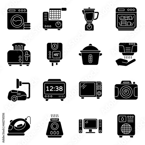 Pack of Appliances Glyph Icons

