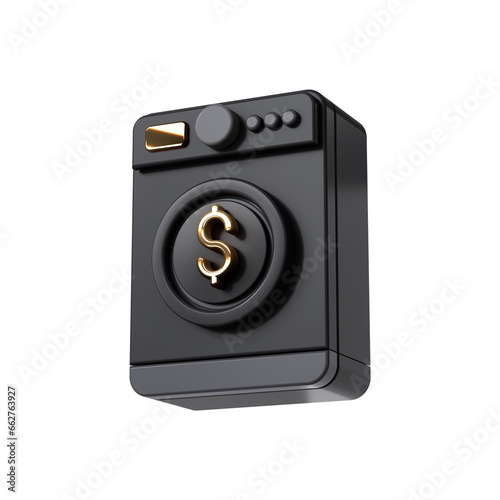 3D icon of Money Laundring. Dollar sign with washing machine