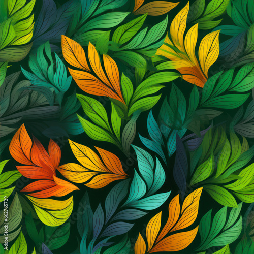 Seamless pattern with colorful leaves. Vector illustration for your design