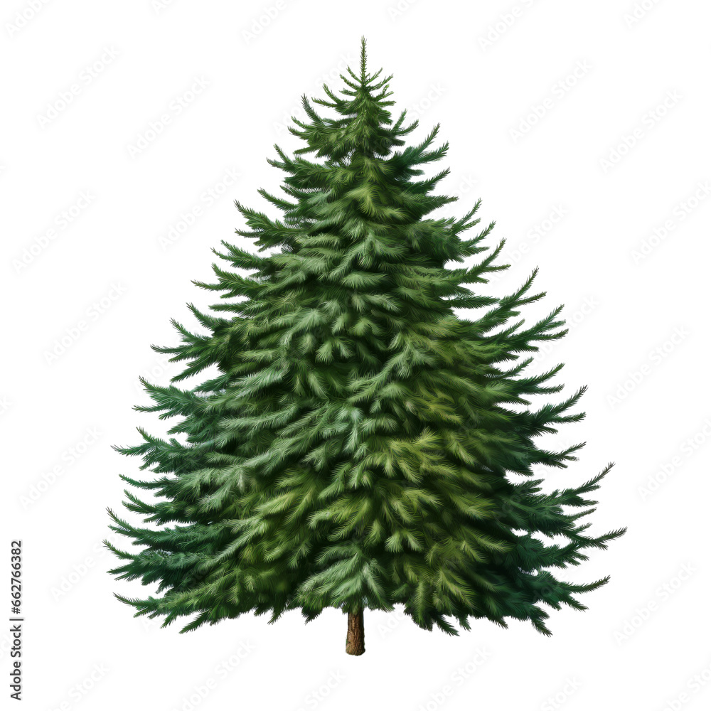 Undecorated Christmas tree isolated in transparent white background
