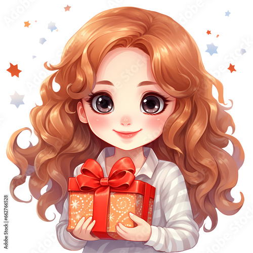 Cute Girl Happy New Year Clipart Illustration