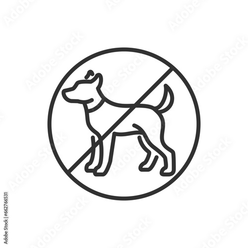 Dogs are not allowed  linear icon. Entering with dogs prohibited. Line with editable stroke