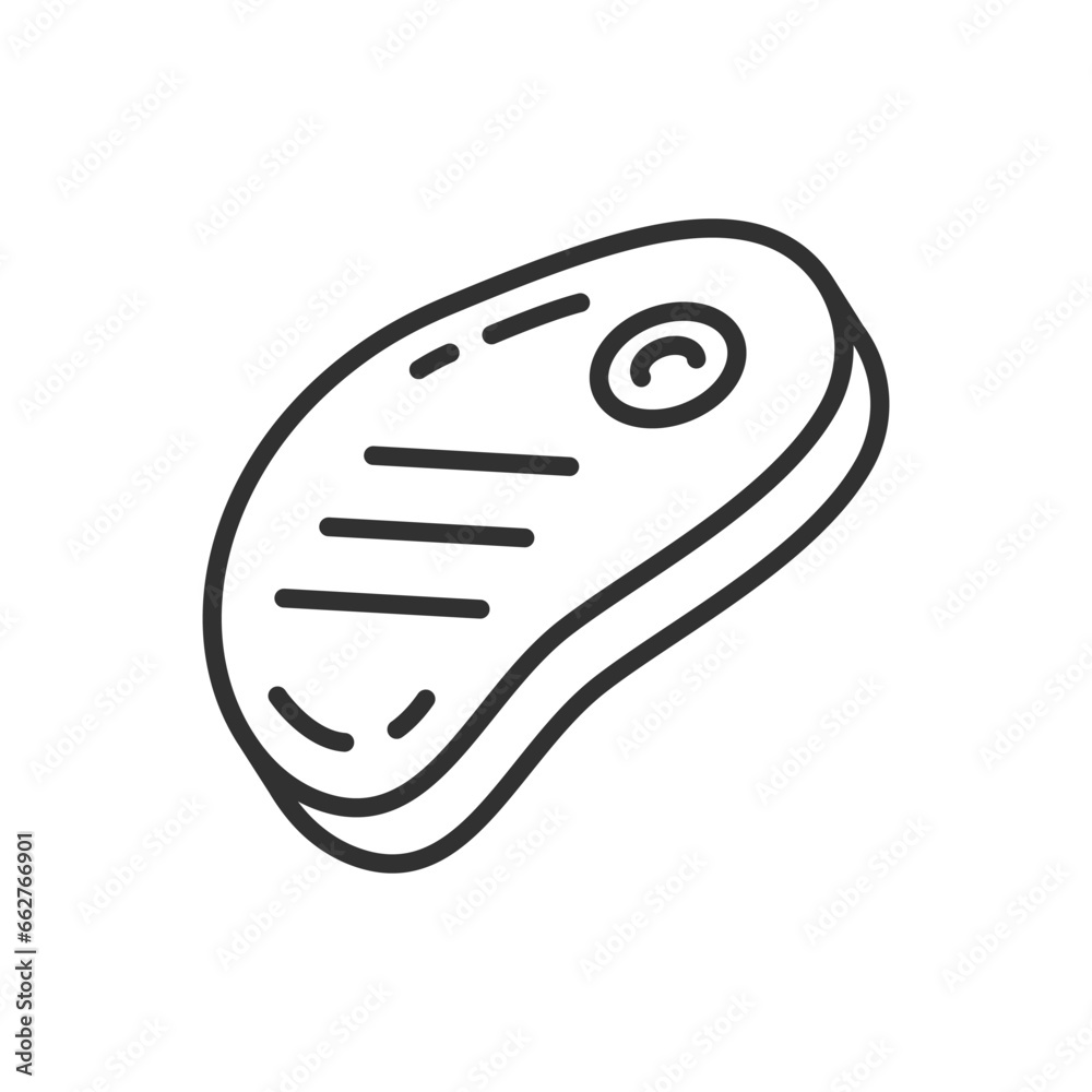 Steak meat, linear icon. Line with editable stroke Steak meat, linear icon. Line with editable stroke