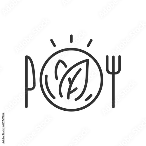 Natural veggie salad, linear icon. Line with editable stroke
