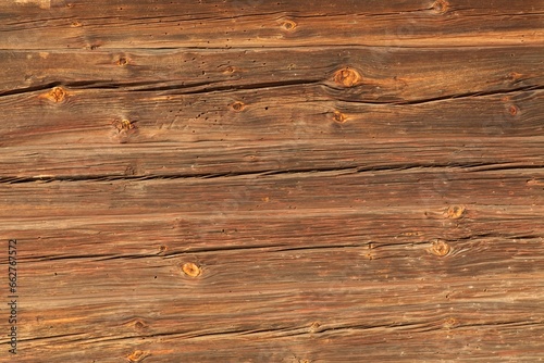 Horizontal brown wooden plank wall background texture.
