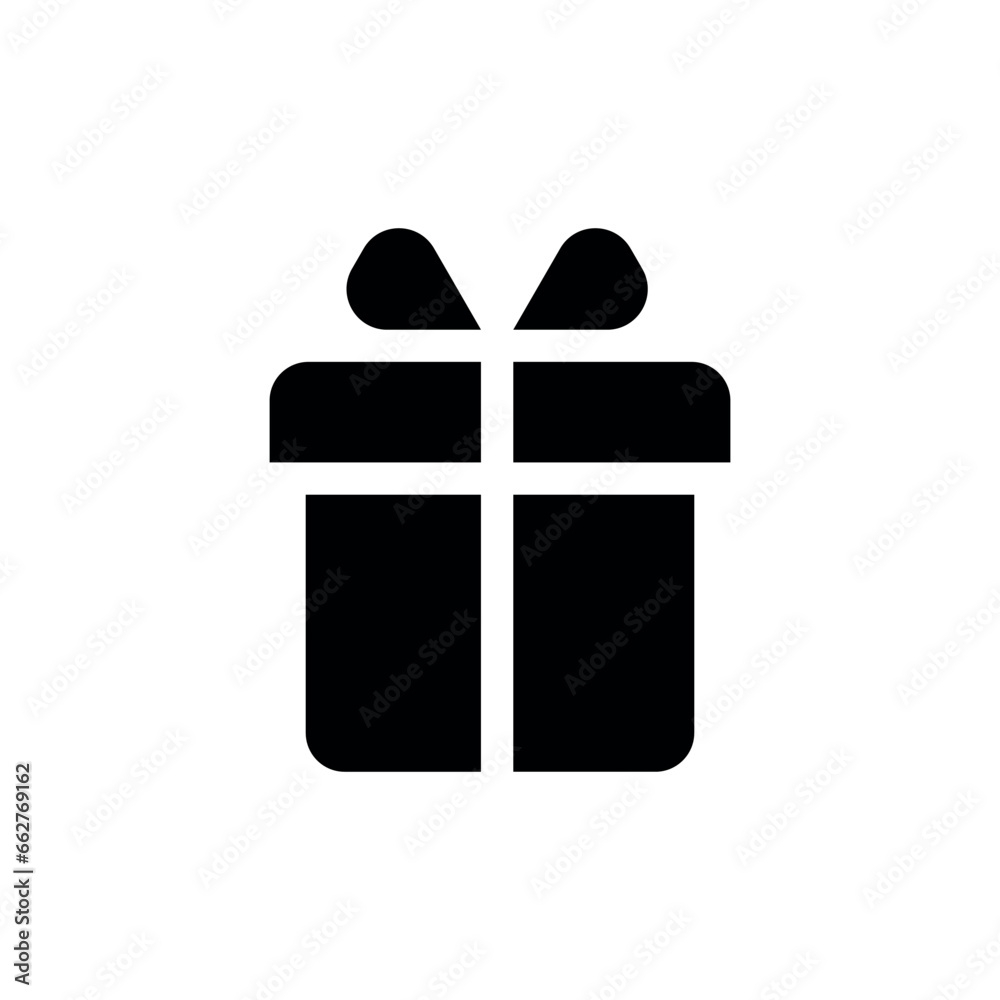 Christmas gift icon. Gift icon. Vector gift box symbol. Birthday present. Black gift box icon. Christmas gift icon. Gift icon. Vector gift box symbol. Birthday present. Black gift box icon.