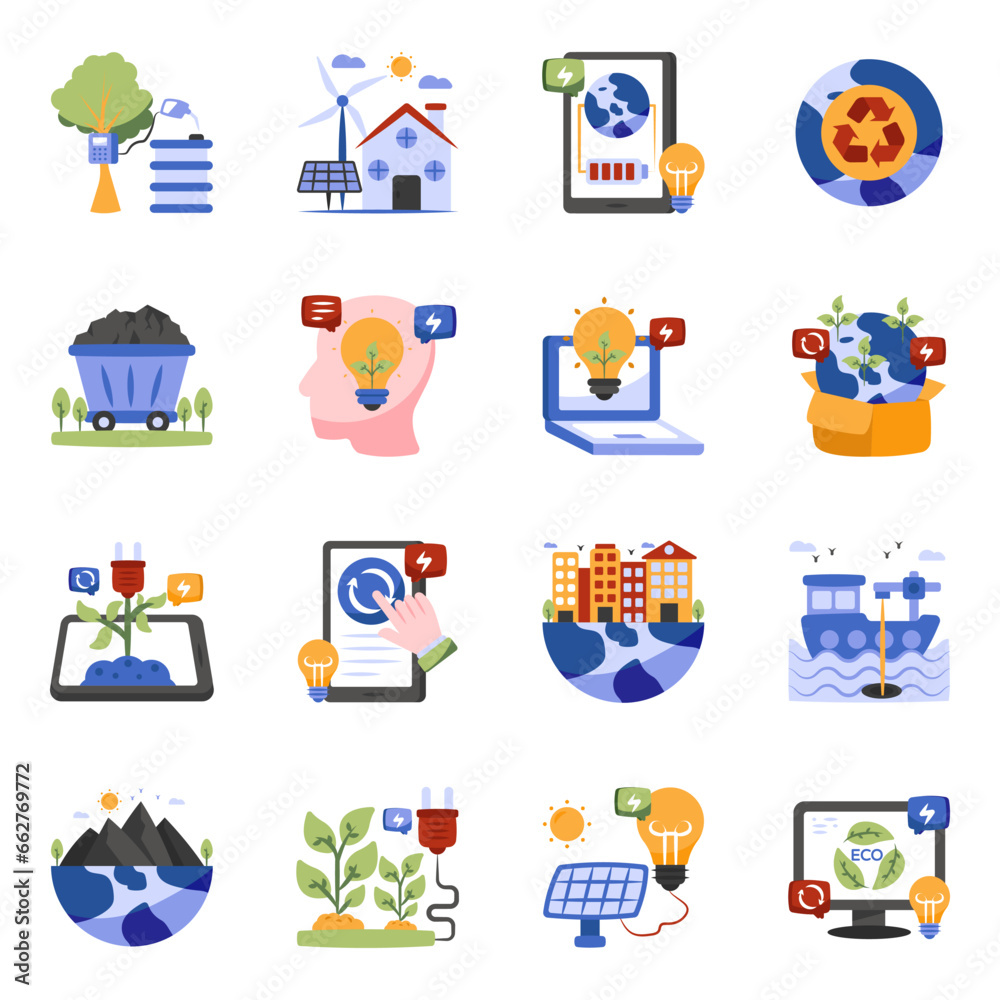 Pack of Eco Flat Icons

