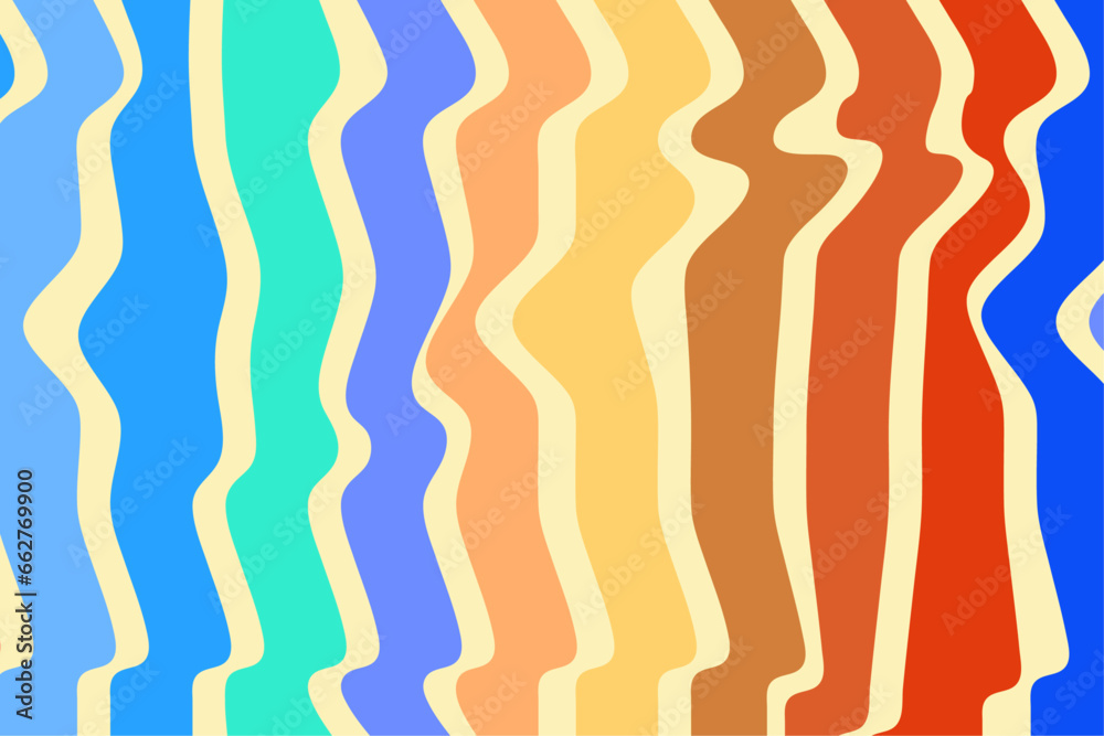 Abstract background of groovy Wavy Lines design in 1970s Hippie Retro style. Vector pattern ready to use for cloth, textile, wrap and other Abstract background of groovy Wavy Lines design in 1970s Hippie Retro style. Vector pattern ready to use for cloth, textile, wrap and other